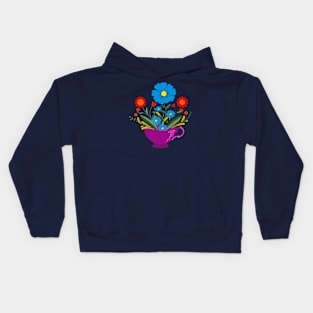 Teacup filled with gorgeous flowers Kids Hoodie